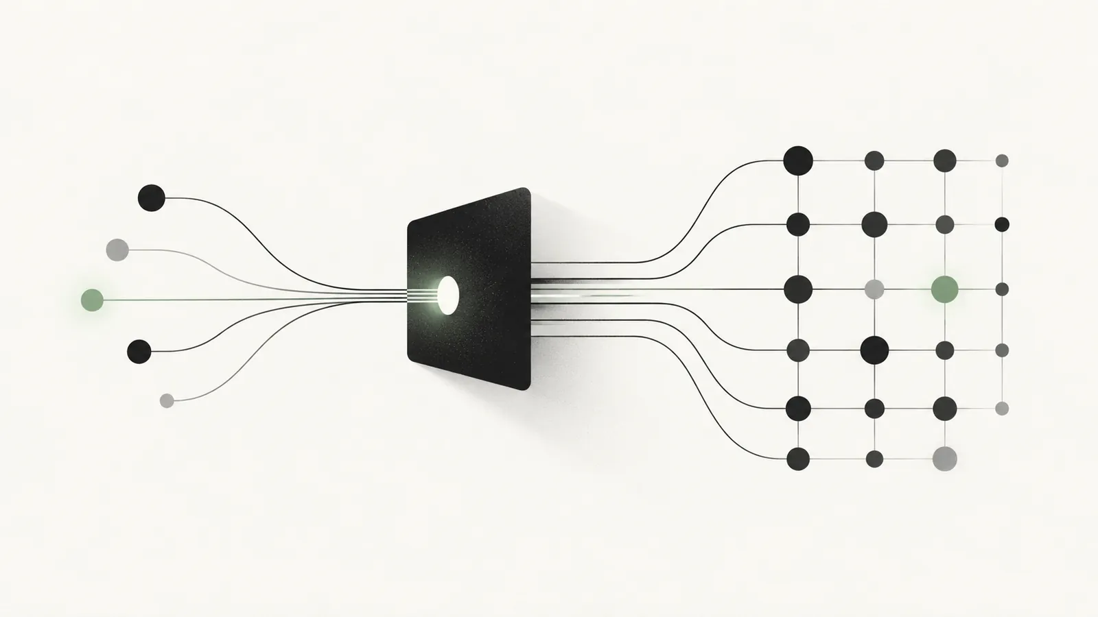 Abstract network connecting an AI client to a WordPress site